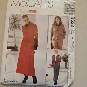 McCall's Women's Red Long Coat - Classic Tailored Jacket